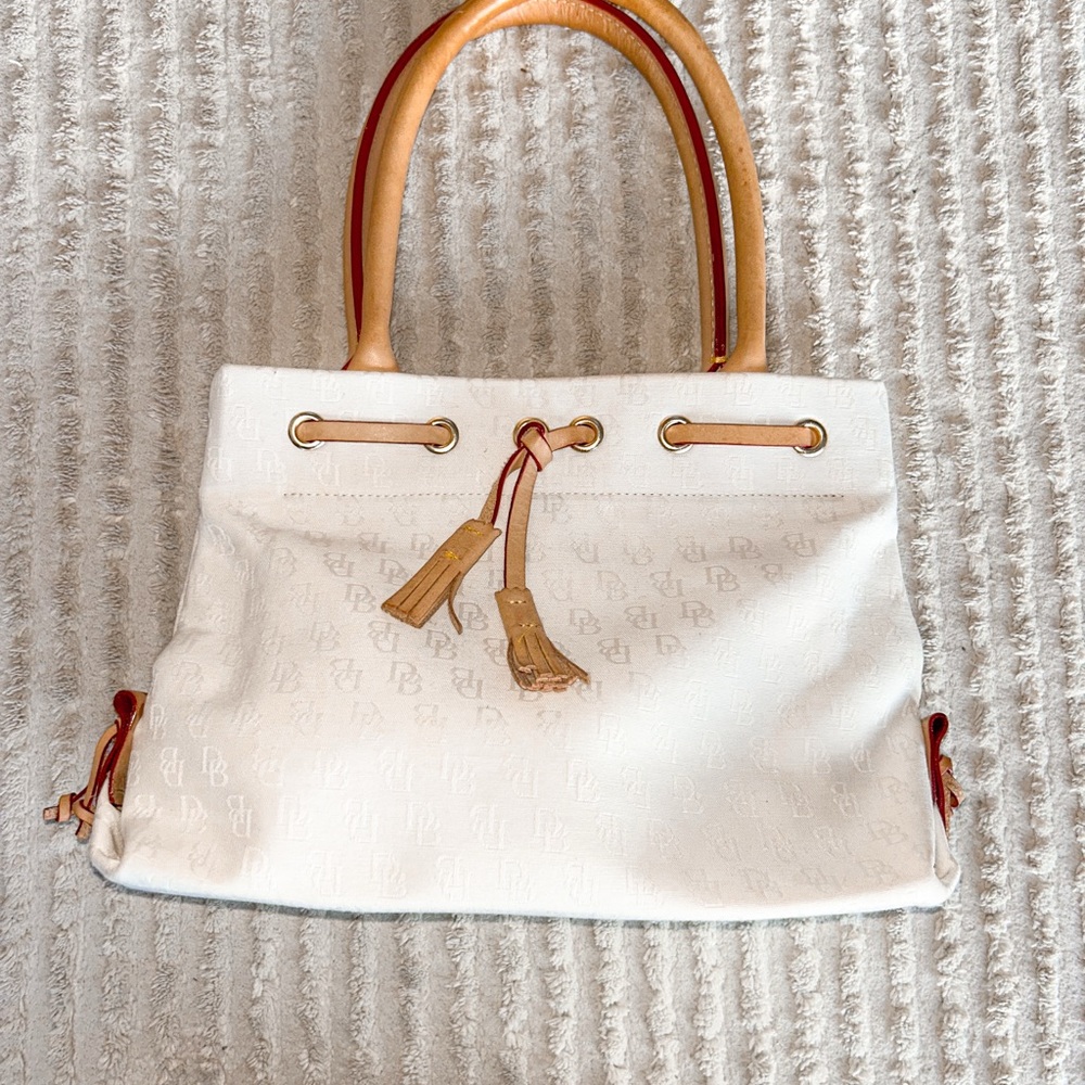 Dooney & Bourke White and Tan Shoulder Bag